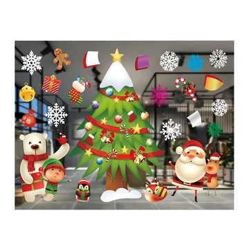 摩達客 耶誕彩色8號大雪頭繽紛裝飾聖誕樹 無痕窗貼玻璃貼 Set 2  75 x 35cm  YS-WS20008