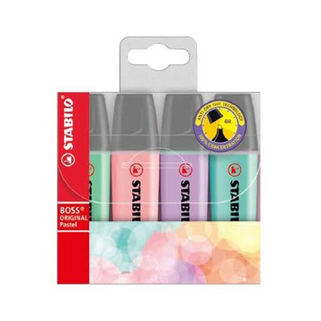 STABILO 德國 思筆樂 BOSS ORIGINAL Pastel 波士馬卡龍色系經典螢光筆 4色組 / 盒 70/4-2