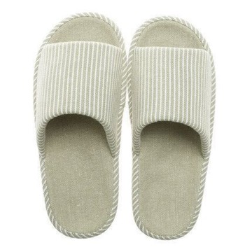 Home of flowers 繁花之家 日式亞麻室內防滑棉拖鞋  綠色  S  1雙