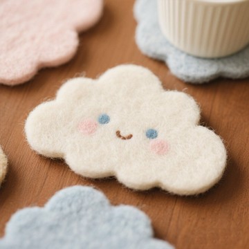 手作禮物🎁 羊毛氈 戳戳樂 小雲杯墊 簡單手作DIY材料包可愛節日禮物送工具 手作材料 羊毛氈材料包