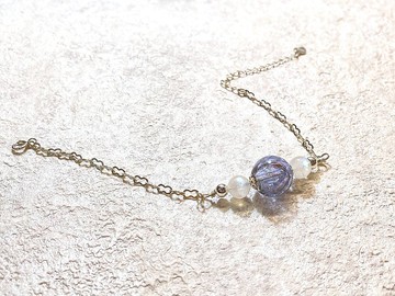 藍光月光石淺紫金沙精油純銀手鏈-戀人之石.平衡焦慮