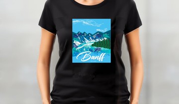 小飯糰  旅行記憶_加拿大班夫國家公園  黑色中性短 T