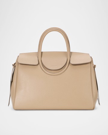 Maude Fold-Over Flap Leather Top-Handle Bag