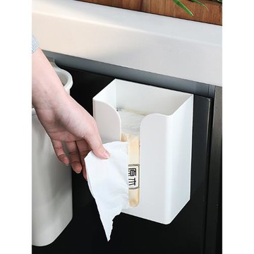 壁掛式紙巾盒膠粘掛墻收納盒櫥柜門免打孔面巾紙壁掛盒倒掛式盒子