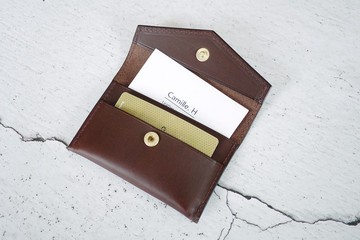 快速出貨丨咖啡信封雙層名片夾丨客製壓字丨情人節禮物