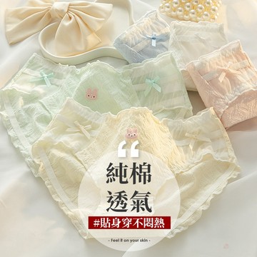 蝴蝶結兔子 純棉內褲 中腰 B6048 台灣現貨 女生內褲 內褲女生 流行蕾絲 透氣內褲 學生內褲