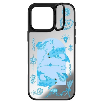 CASETiFY 手機保護殼 背版型 MagSafe兼容 鏡面支架  雙魚座 + 黑色邊框  iphone16 pro max