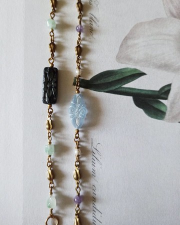 古董珠黃銅手鍊 / 花紋 - 可客製手圍