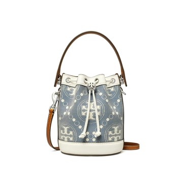 TORY BURCH T Monogram 抽繩開合 迷你水桶包手提斜跨斜背包 單肩包 149178 (現貨整新品) ~【 購物節優惠 ★ 菲尼斯 國際精品 3折起 】