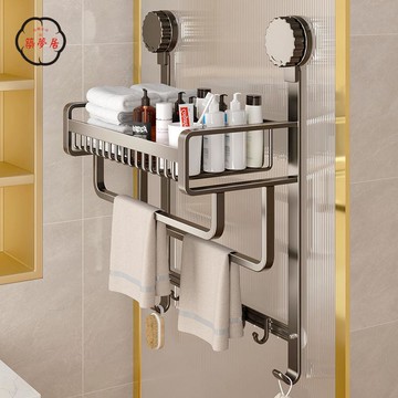 工廠直銷 特惠/附發票 浴室置物架 浴室掛架 毛巾架 收納架 浴巾掛架 吸盤浴室毛巾架免打孔淋浴房掛架衛生間置物架玻璃門掛籃浴巾收納全館折扣 免運 售後保障 zm5312