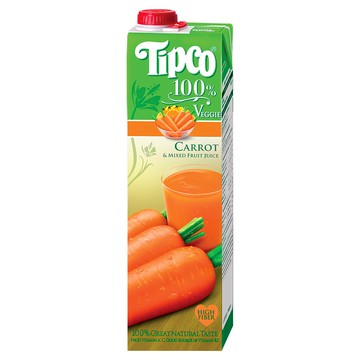 Tipco 100%胡蘿蔔綜合果蔬汁 無添加糖、防腐劑 富含維生素  1瓶  1L