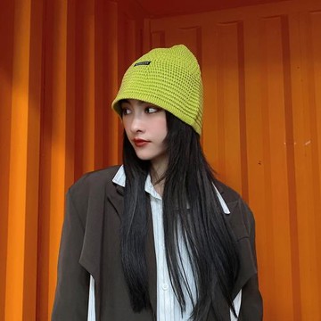 日系慵懶風黑色針織漁夫帽女復古簡約百搭秋冬文藝毛線帽冷帽子男
