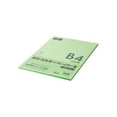 まとめ) TANOSEE αエコカラーペーパーII B4 グリーン 少枚数パック 1冊