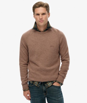 Superdry Men's Wool Blend Jumper Brown Size: L