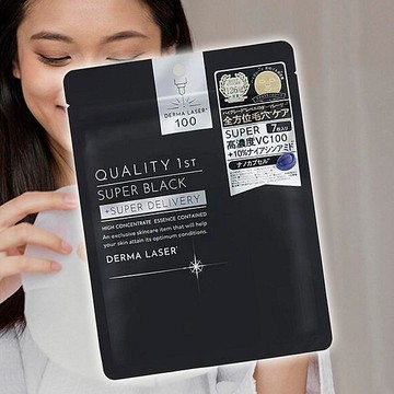 日本 Quality 1st 皇后面膜-VC100淨白(黑)7枚入 皇后的秘密／Derma Laser 【小三美日】 DS023929