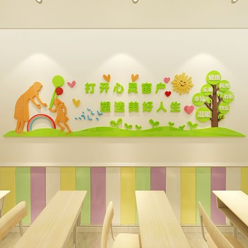 幼兒園心理咨詢室墻面布置裝飾貼紙托管班心靈驛站文化墻貼畫學校