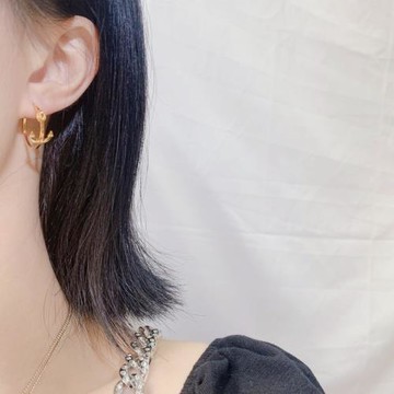 紀宇輕奢金色船錨造型耳環女黃銅鍍金小眾設計高級感高版耳飾配飾