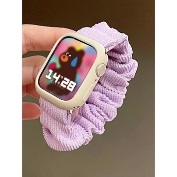 《台灣出貨》適用 APPLE WATCH 燈芯絨錶帶 大腸圈錶帶 髮圈錶帶 S11 S10 SE3 46mm 女士錶帶