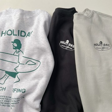 【MasCool】HOLIDAY衝浪板大學T 刷毛大學踢 衛衣 大學Tee 寬鬆 長袖上衣 長袖Tee