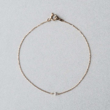 【ete】K18精緻閃耀單鑽手鍊0.01ct(玫瑰金色)