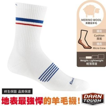 【DARN TOUGH】男 Element Micro Crew Lightweight Cushion 美麗諾羊毛登山健行中長襪(厚底減震.輕薄款).彈性運動休閒襪/ DT1118-WHI 白