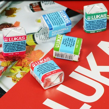 德國進口LUKAS 盧卡斯水彩顏料1/2學院級專業級固體半塊單塊