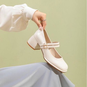 法式高跟瑪麗珍鞋2024春夏新款復古中粗跟JK單鞋仙女風時尚高跟鞋