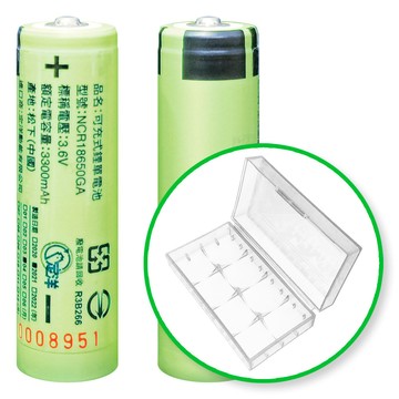 松下 18650【原裝正品】【尖頭版】可充式鋰電池 3300mAh-2入+收納防潮盒