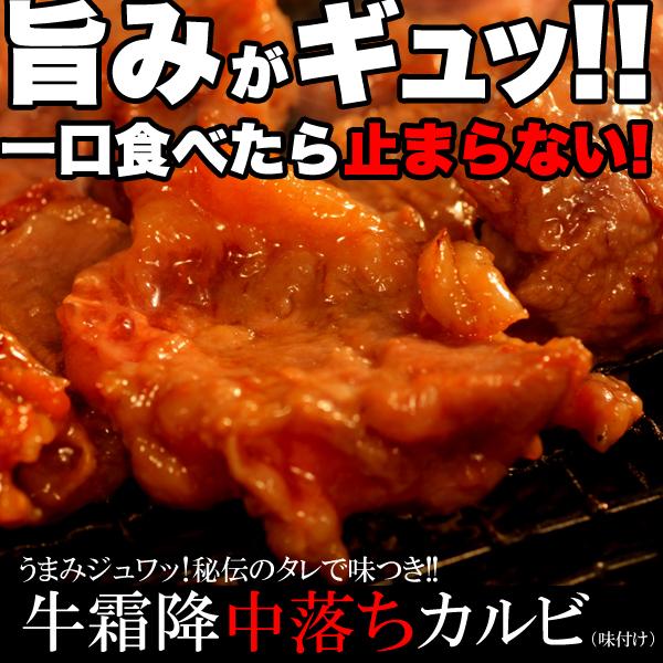 中落ちカルビ 500ｇ 秘伝のタレ 味付け 牛霜降 焼肉 冷凍商品