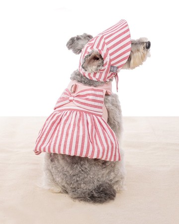 預購-比基尼造型 夏日條紋系列 紅白條紋棉麻料  胸背衣+遮陽帽