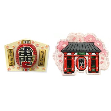 造型布貼＋磁鐵【2件組】日本東京雷門冰箱磁貼＋ 日本 Q版-雷門背膠補丁 彩色磁鐵 冰箱磁鐵 白板磁鐵 辦公磁鐵_廠商直送