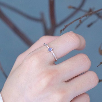 丹泉石坦桑石925純銀典雅宮廷風格戒指 可調式戒指