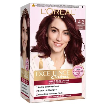 L'OREAL PARiS 巴黎萊雅 優媚霜三重護髮染髮霜 4.2  深紅棕色  1個
