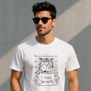 凡物制蠢萌貓咪I know too much搞笑放鬆男女通款純棉印花T恤