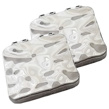 波浪不規則隨身鏡 7x6.5cm ABS電鍍  電鍍銀  2個