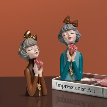 網紅吹泡泡女孩玄關入戶桌面擺件客廳電視柜展柜陳列擺設喬遷禮物