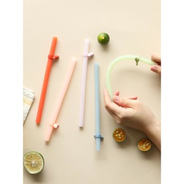 藍蓮花家居硅膠吸管果汁奶茶飲料喝水直口可重復耐熱便攜食品級