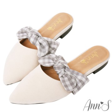 Ann’S啾啾咪-不破內裡可愛蝴蝶結穆勒鞋 -杏(版型偏小)