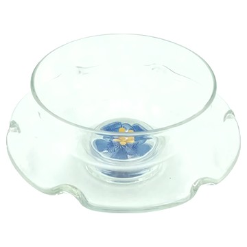 bargogo 巴果果 大口花茶杯組 晶瑩剔透玻璃茶具 底部有花造型  藍黃  1組