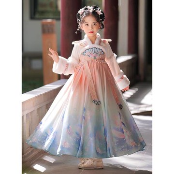 漢服女童秋冬季2026新款古風連衣裙兒童冬款中國風小女孩加絨唐裝