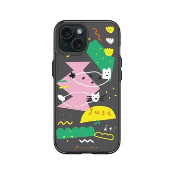 iPhone 15 Clear 酷墨灰 - MacaronToe 馬卡龍腳趾 - 麻糬貓與綠怪獸 Ｍochi & Green