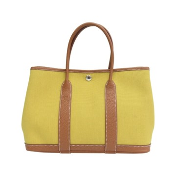 HERMES 愛馬仕 Garden Party 30 肩背包 青檸色 帆布 Z刻 【二手名牌BRAND OFF】