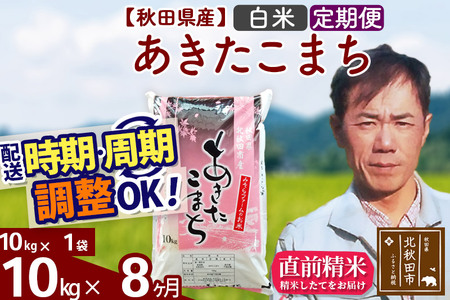 《定期便8ヶ月》＜新米＞秋田県産 あきたこまち 10kg(10kg袋) 令和5年産 お届け時期選べる 隔月お届けOK お米 みそらファーム 発送時期が選べる