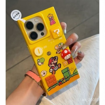 ✨限時下殺✨馬裏奧冰晶方塊適用蘋果16promax手機殻新款iPhone15pro硅膠軟邊1