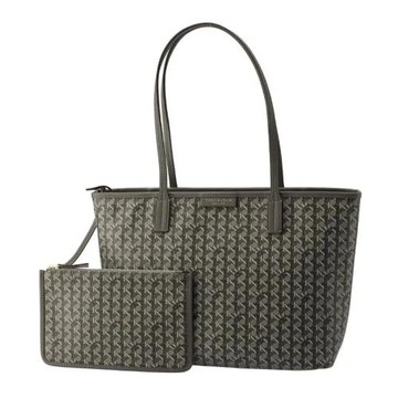 【TORY BURCH】印花帆布子母托特包-卡其灰