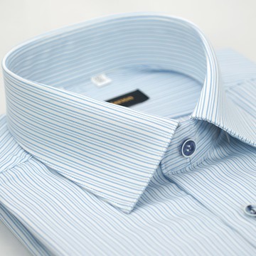 【金安德森】白底藍條紋吸排窄版襯衫-長袖