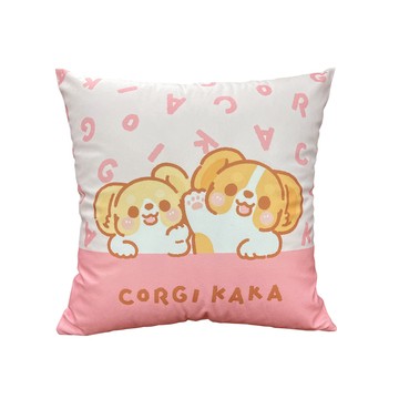 【多利寶寢具】柯基犬卡卡_水晶絨靠墊抱枕-品牌字母