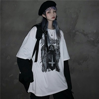 Tシャツ レディース 重ね着風 長袖 春夏秋 ゆるい トップス 韓国ファッション 原宿系 Bf風 ヒップホップ ダンス ストリート風 カジュアル スポーツ 通販 Lineポイント最大get Lineショッピング