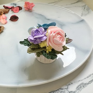 韓國奶油土擠花擴香石/擴香花/大理石紋石膏盆栽/浪漫玫瑰