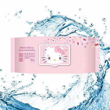 Hello Kitty 加厚純水柔濕巾3D壓花(50周年特別版)加蓋80抽【小三美日】 DS021777
